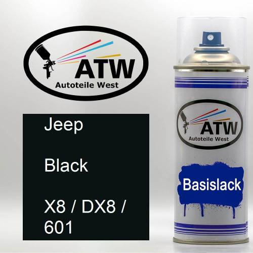 Jeep, Black, X8 / DX8 / 601: 400ml Sprühdose, von ATW Autoteile West.